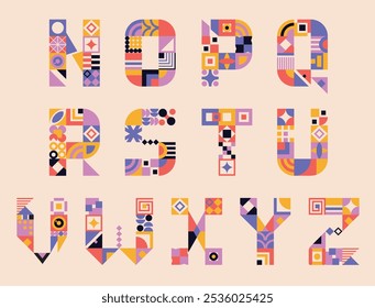 Modern bauhaus font, geometric swiss type. Vector alphabet, english typography abc colorful letters. Brutalism uppercase creative vibrant font