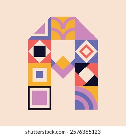 Modern bauhaus font, geometric swiss type. Vector alphabet, english typography colorful letters. Brutalism uppercase creative vibrant font