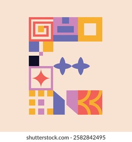 Modern bauhaus font, geometric swiss type. Vector alphabet, english typography colorful letters. Brutalism uppercase creative vibrant font