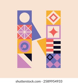 Modern bauhaus font, geometric swiss type. Vector alphabet, english typography colorful letters. Brutalism uppercase creative vibrant font