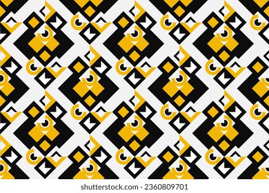 modern Bauhaus seamless Pattern in geometric shapes. Geometric black, yellow and white Banner.