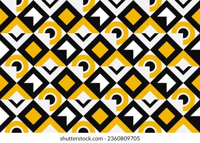modern Bauhaus seamless Pattern in geometric shapes. Geometric black, yellow and white Banner.