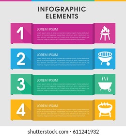 Modern bbq infographic template. infographic design with bbq icons includes bbq, barbeque. can be used for presentation, diagram, annual report, web design. 