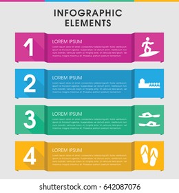 Modern beach infographic template. infographic design with beach icons includes slippers, avenue. can be used for presentation, diagram, annual report, web design.