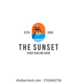 Modern beach sunset logo design