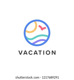 Modern beach vacation holiday logo vector isolated