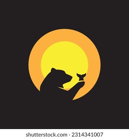 modernes Bärenlogo mit Symbol für die Modemgrafik Vektordesign
