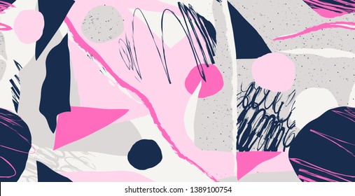 Modern beautiful collage contemporary pattern. Fashionable template for design.