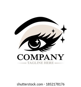 Modern Beautiful female eye and eyelashes logo.Vector illustration.