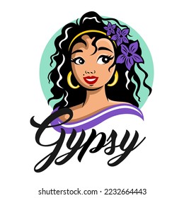 Modern beautiful gypsy woman logo
