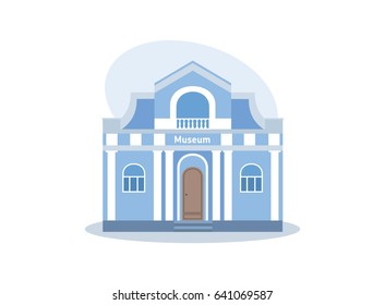 Modern beautiful light building of the museum, architectural structure, historical landmark. City building. Modern vector illustration isolated on white background.
