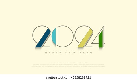 Modern beautiful vector new year 2024. With beautiful and subtle color shimmer. Premium design vector for happy new year banners, poster greetings and celebrations.