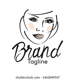 Modern beautiful woman logo. Vector illustration.