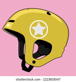 modern and beautiful yellow bicycle helmet
