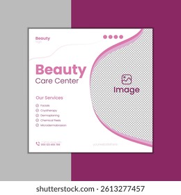 Modern Beauty Business Social Media Post Template  Editable Banner Design for Marketing and Promotion