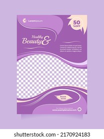 Modern Beauty salon and spa flyer and brochure template with a4 size. Creative promotion design concept of professional hair spa, hair mask, hair style, cosmetic sale or promotion, skin treatment