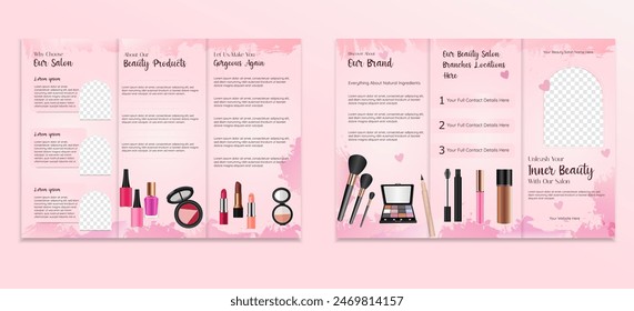 Modern Beauty Salon Trifold Brochure Template Design