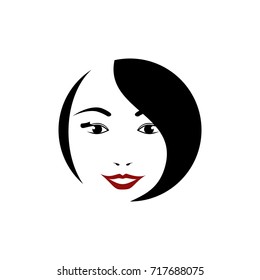 Modern Beauty Woman Face Logo Template