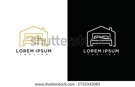 Modern Bed House Logo Design for Real Estate Hotel  Accommodation Branding.