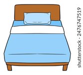 modern bed illustration hand drawn isolated vector