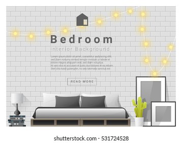 Modern bedroom background Interior design , vector , illustration