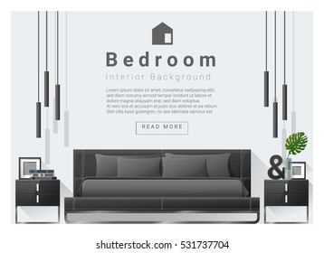 Modern bedroom background Interior design , vector , illustration