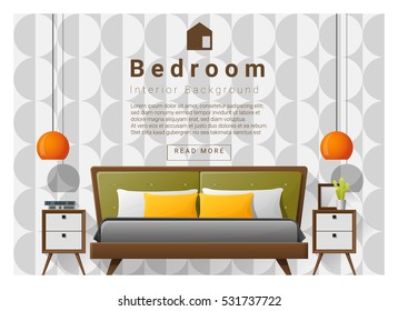 Modern bedroom background Interior design , vector , illustration