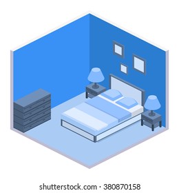 modern bedroom design in isometric style.