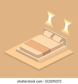 modern bedroom design in isometric style. 3D vector illustration