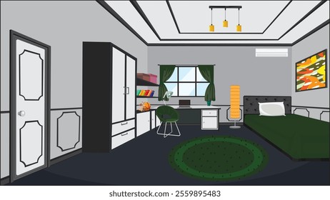 Modern bedroom interior design room vector