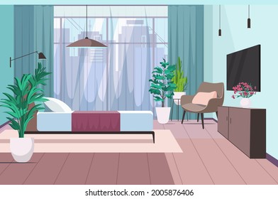 modern bedroom interior empty no people house room with furniture horizontal