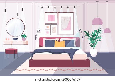 modern bedroom interior empty no people house room with furniture horizontal