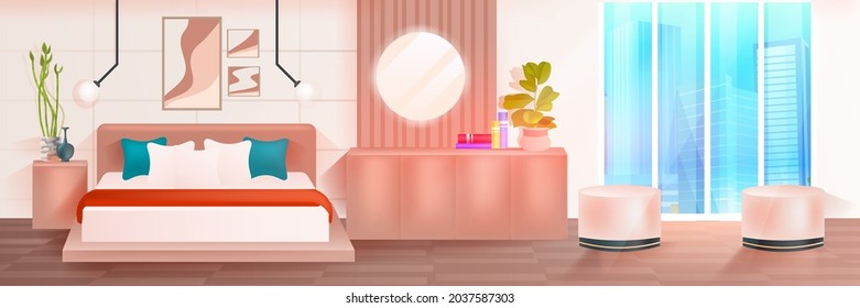 modern bedroom interior empty no people house room with furniture