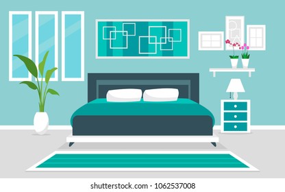 modern bedroom interior vector design