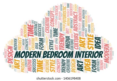 Modern Bedroom Interior word cloud. Wordcloud made with text only.