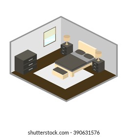 Modern bedroom isometry vector