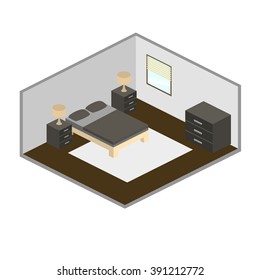 Modern bedroom isometry vector