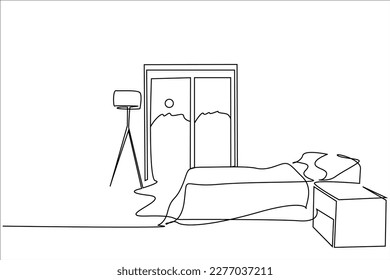 modern bedroom window nature tranquility decor line art