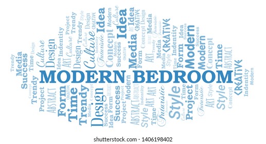 Modern Bedroom word cloud. Wordcloud made with text only.