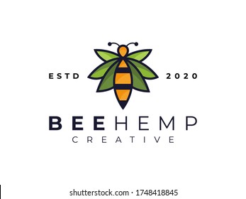 Inspiración con el logotipo de marihuana de la hoja de hembra moderna de beba Cannabis