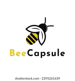 Modern bee capsule logo concept design combination