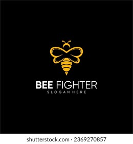 modern bee fighter vector logo. iconic, strong, elegant, modern and luxurious. represents strength, courage, cooperation and vision for the future
