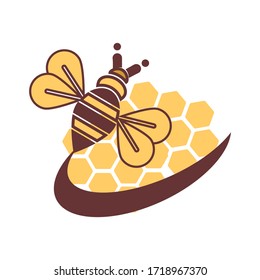 modern bee and honeycomb vector logo and icon