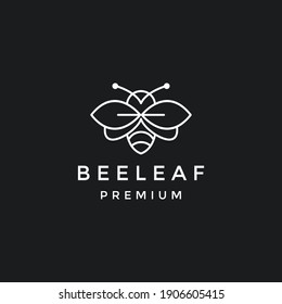 Modern Bee Leaf  Logo Inspiration  in black backround