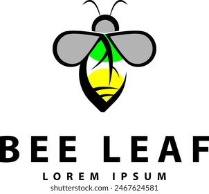 Modern Bee leaf logo template vector illustration design, logotype element for template.