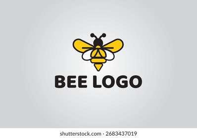 Diseño moderno del logotipo de la abeja Minimalista amarillo y negro símbolo del insecto.