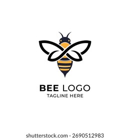Logo moderno de la abeja con alas infinitas