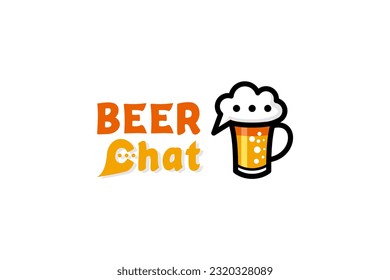 Modern beer chat liquor logo vector illustration design