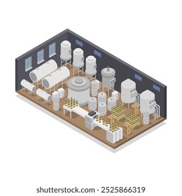 Modern beer factory isometric on background