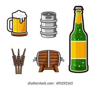 Modern Beer Graphic Element Illustration Set
